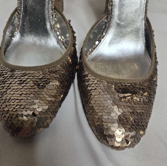 J CREW Collection gold sequin sparkle‎ mary jane block heel shoes 8 - Picture 5 of 10